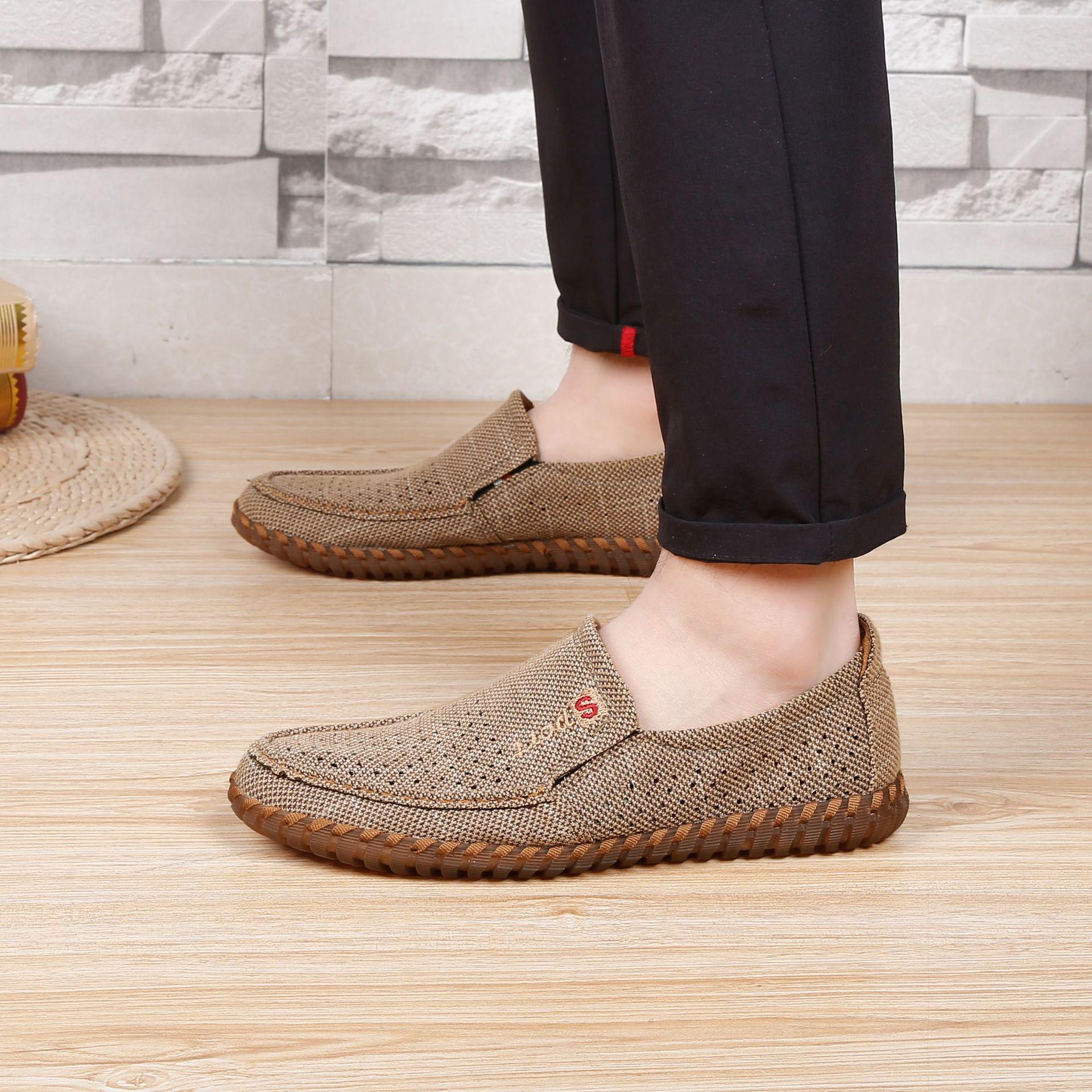 

Старые пекинские тканевые туфли мужские сетчатые туфли летние дышащие подошва из говяжьей кожи мягкая подошва деловой кэжуал сетка 47 верблюд