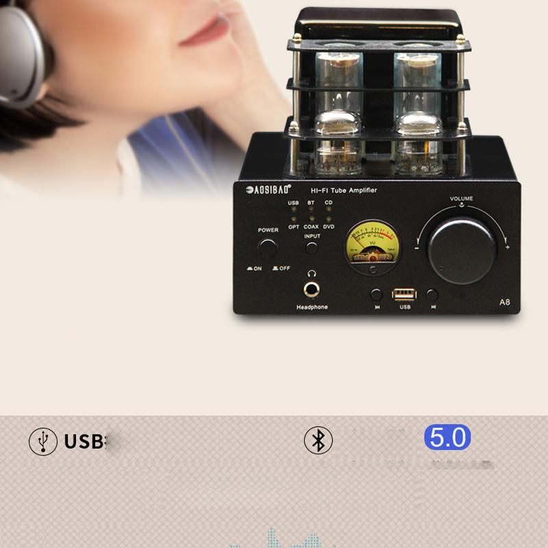Hifi Tube Amplifier 80W+80W High Power Fever Amplifier Auido Speaker Amplifier Home Theater Bluetooth 5.0 With Ear Amplifier