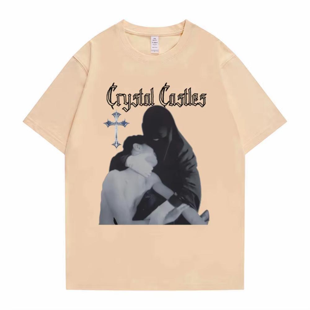 Crystal Castles Graphic Print T Shirts Men Women Gothic Rock Oversized Tshirts Short Sleeve Male Hip Hop Casual Vintage Tshirts