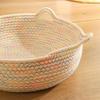 Cat Bed Basket Cotton Rope Pet Bed with Cat Ear Design Handwoven Sleeping Basket for Cats Puppies Rabbits Small Pets