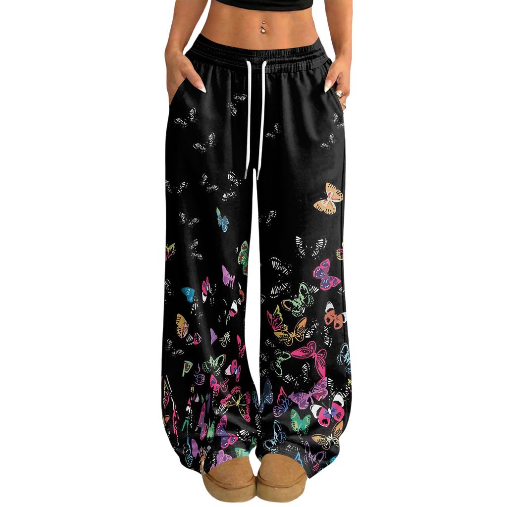 Damskie Codzienne i Modne Elastyczne Spodnie z Szerokimi Nogawkami