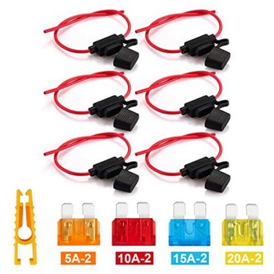 Car Fuse Holder 6 Pieces Waterproof Car Fuse Holder Truck Fuse Holder Standard Blade Fuse Holder With 8 Pieces Blade Fuses 2 X 5A 2 X 10A 2 X 15A 2 X