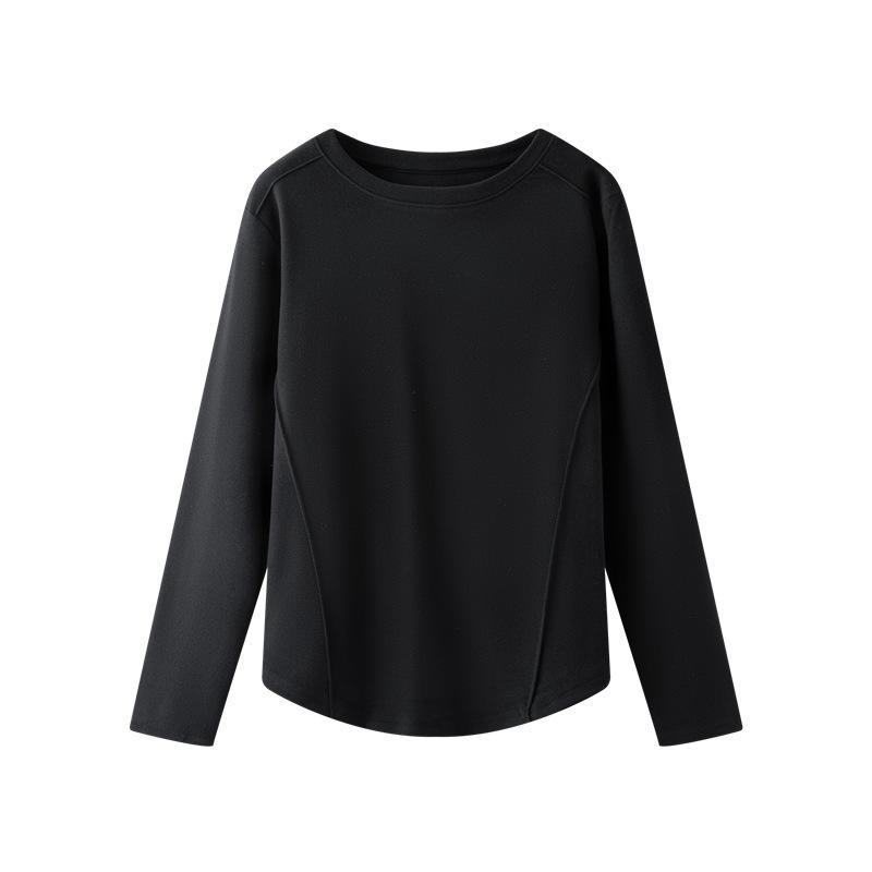 

Женский базовый топ с длинным рукавом и флисовой подкладкой – однотонный, облегающего кроя, с круглым вырезом, теплый для осени/зимы. L