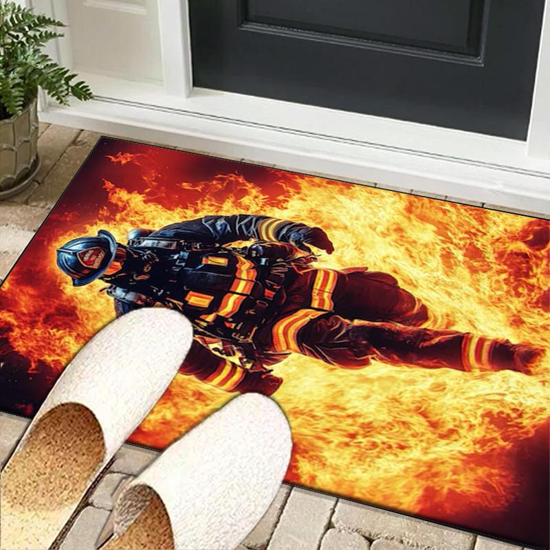 Firefighter Bravery In Action Office Rug Chair Mat, Entryway Carpet, Suitable for Front Door, Bedroom, Living Room, Desk, Holiday Gift