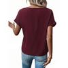 Women Summer Half Zip Pocket Detail Rolled Short Sleeve Multi Color Casual Loose Fit Blouse