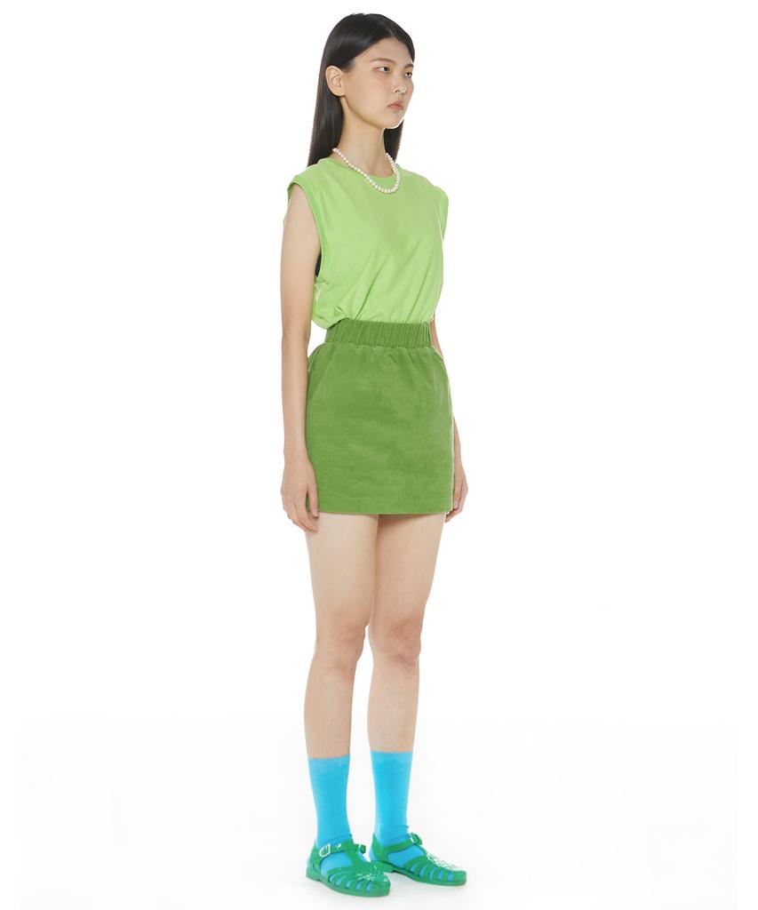 Suki Embroidered Logo Mini Corduroy Skirt (Avocado)
