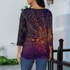 Women's Fashion Casual Round Neck 3/4 Sleeve Loose Printed T-Shirt Ladies Top