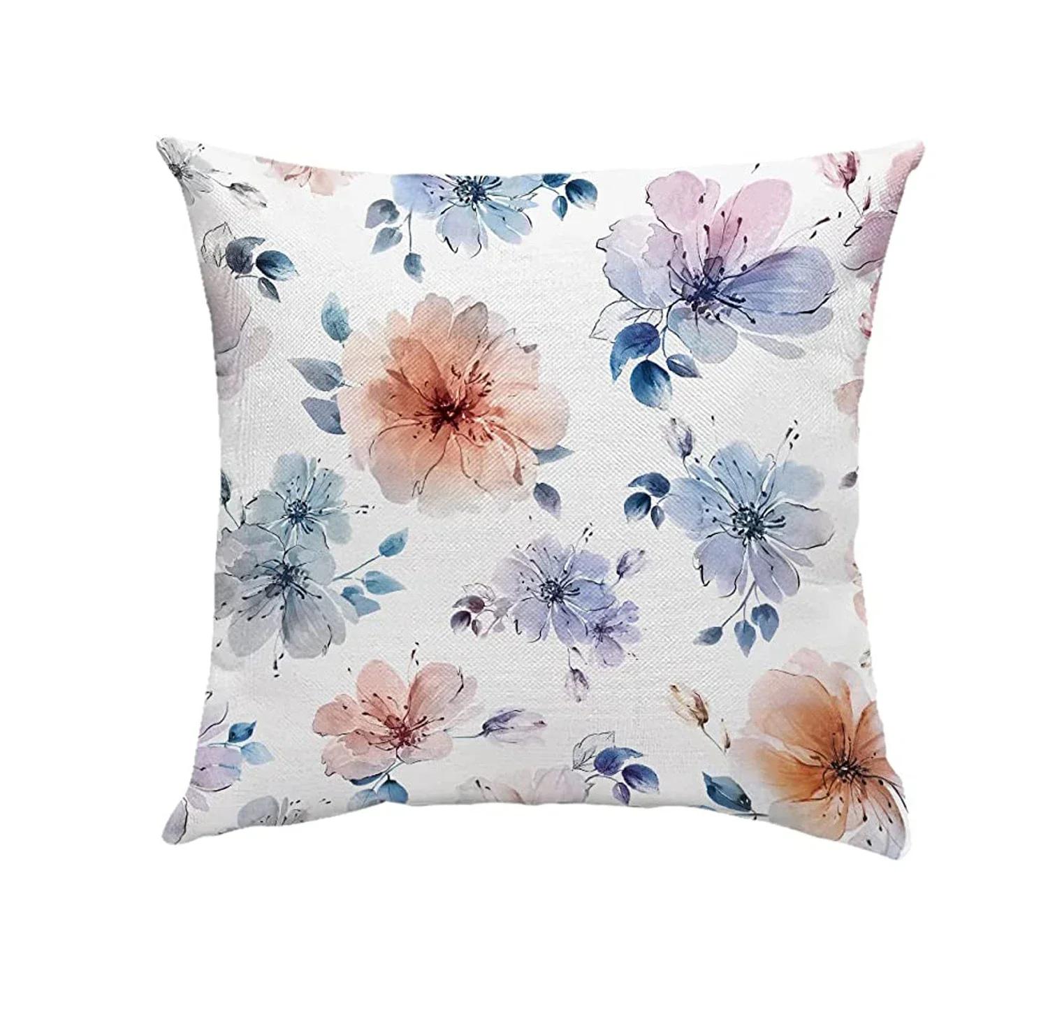 

GDHBLING Цветочные Наволочки для Декоративных Подушек 45x45 см Набор из 4 Штук Весенние Наволочки Декоративные Наволочки для Садового Дивана 16x16Inch