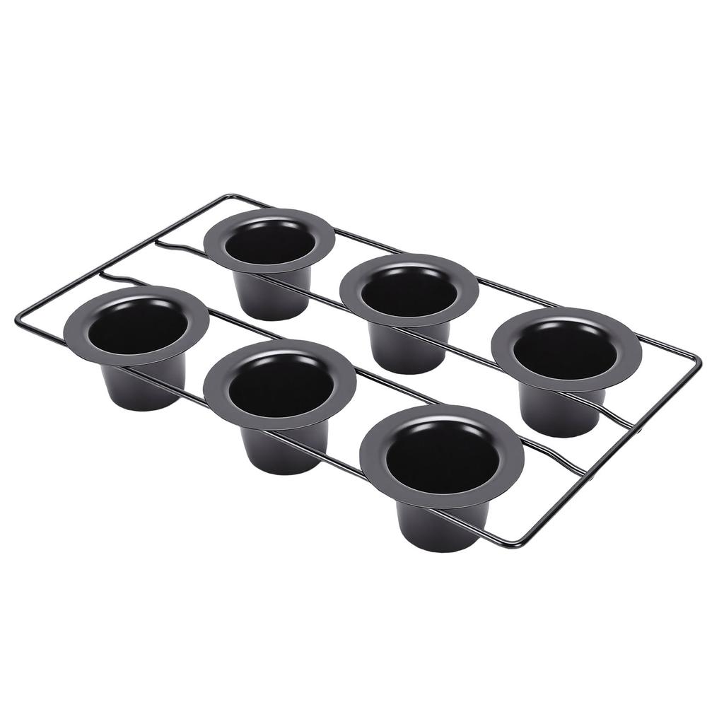 6 Cup Popover Pan for Baking Non Stick Sturdy Carbon Steel Bakeware Easy to Clean for Pudding Muffins Popovers