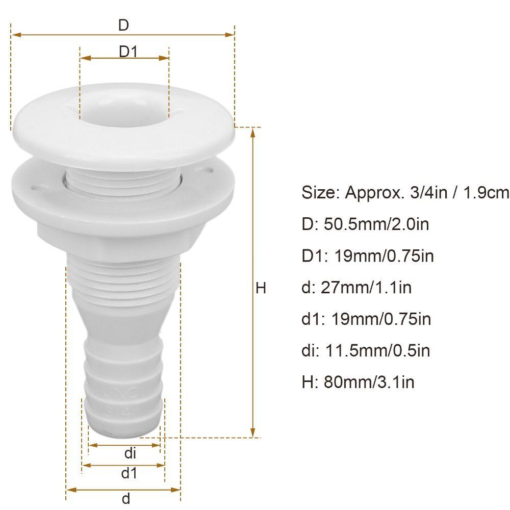 3/4in ABS Plastic Boat Through Hull Connector Hose Coupling  Boat Drainage