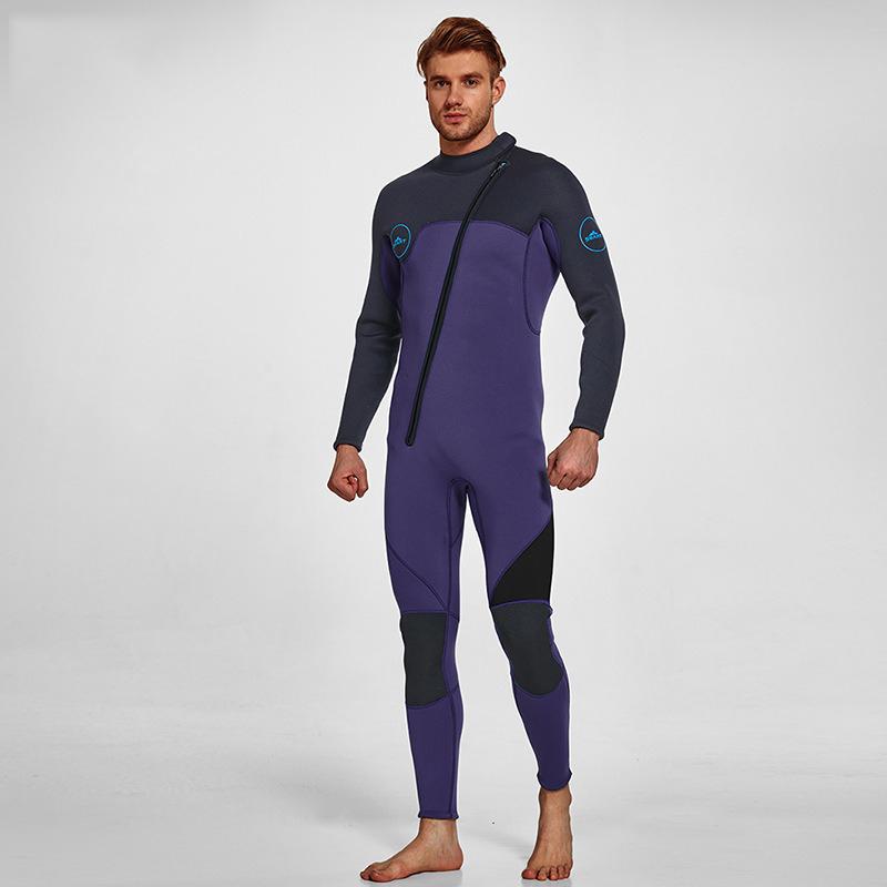 Men One Piece Wetsuit 3mm Neoprene Front/Back Zip Wetsuit Keep Warm UPF 50+ Full Body Long Sleeves Dive Suit for Surf Water Sports Diving Canoeing