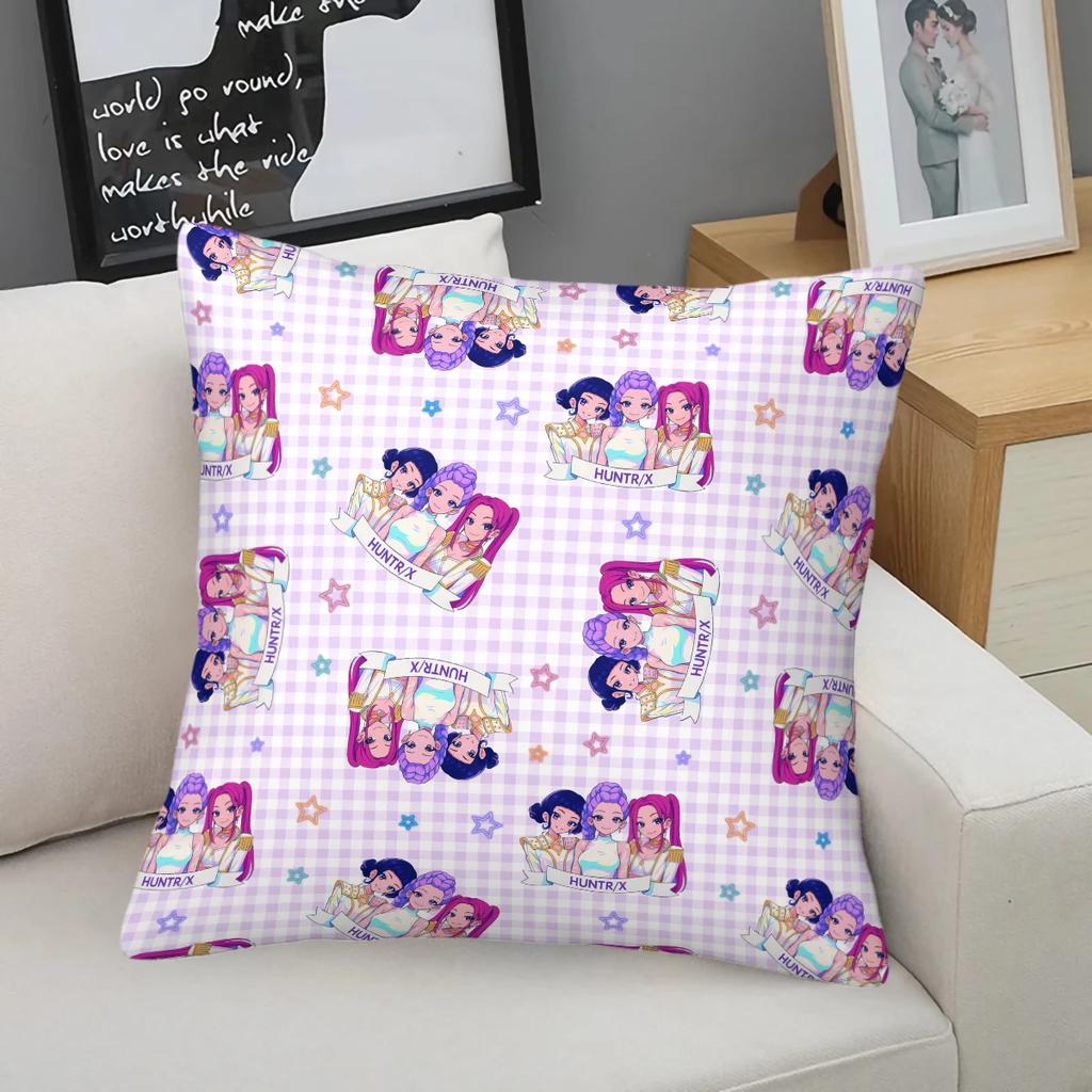 Kpop Chibi Idol Throw Pillow Decorative Cushion Hot Anime Soft Nap Pillow Zipper Closure for Sofa Bedroom Living Room Decor