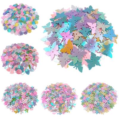 DIY oděvní doplňky Daisy Flower Heart Cherry Blossom Butterfly Korálkové flitry 500ks PVC nášivka Magic Color Fashion 6 Style Creative