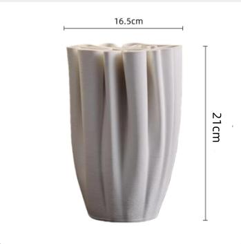 Trójwymiarowa Geometryczna Plisowana Ceramiczna Waza Doniczka Ceramiczne Rękodzieło Falisty Kształt Wazonik Dekoracja Domu