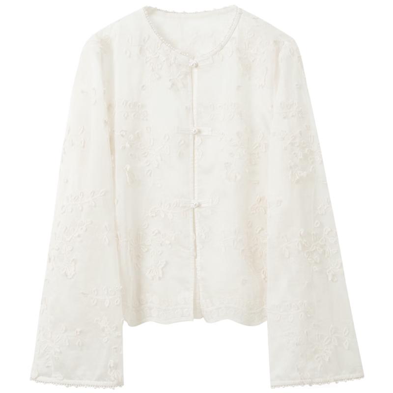 Sancai Floral Embroidered Lyocell Cardigan Jacket XL
