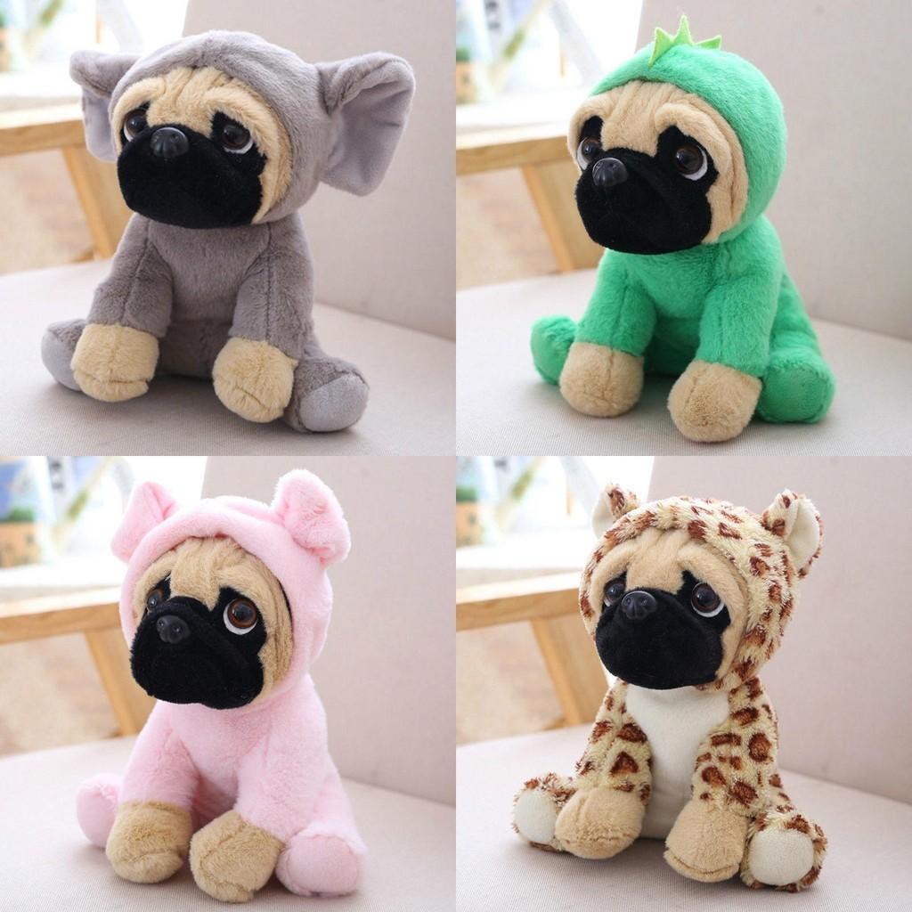 Soft And Cuddly 8" Pug Dog Plush Toy With Seven Charming Costumes