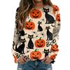 Women's Casual Halloween Print Raglan Long Sleeve Neck Sweatshirt Top