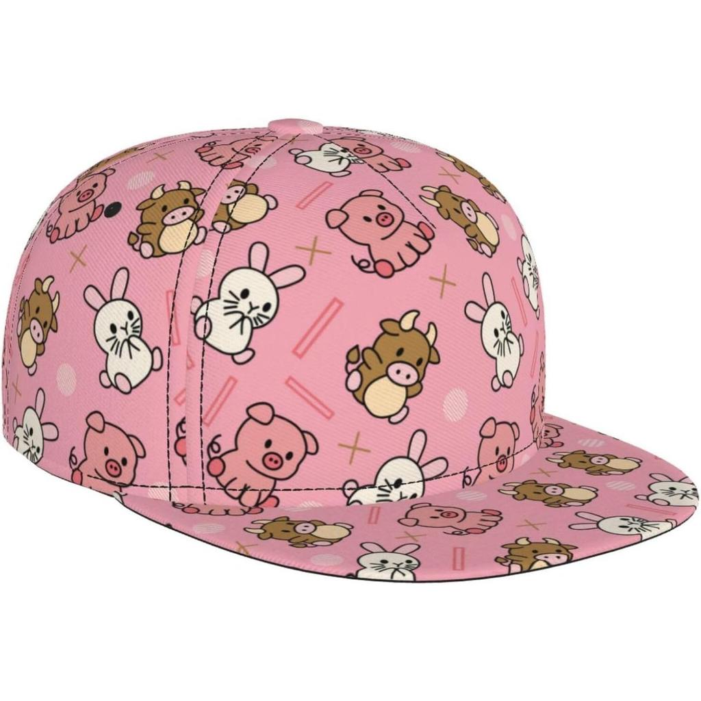 Cute Animal Pig Rabbit and Cow Baseball Cap for Men Women Adjustable Trucker Hat Snapback Sun Dad Cap Lightweight Unisex