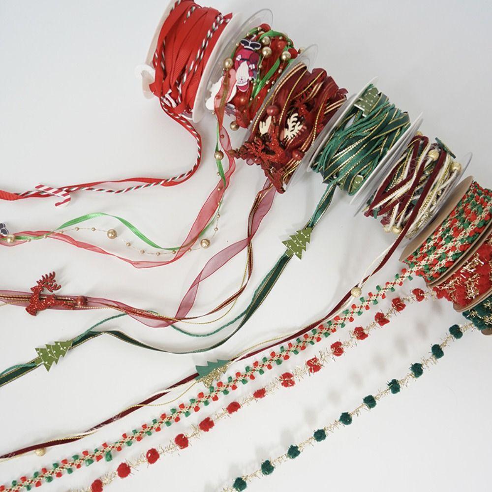 

Декор подарочной коробки Рождественская переплетная лента Санта-Клаус Праздничный материал для тесьмы Мебельное украшение StyleA 9meters