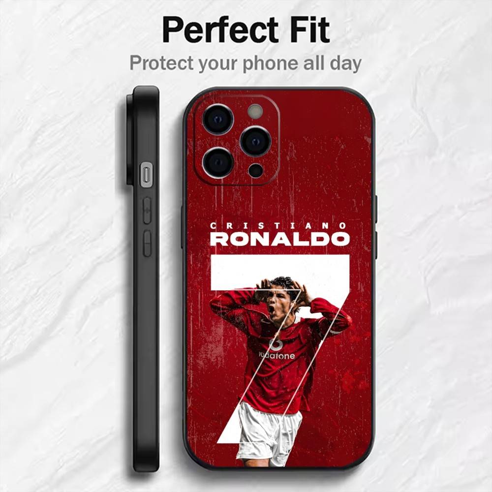 

CR7 R-Ronaldo Football Player Phone Case For iPhone17,16,15,14,13,12 Plus,Max Soft Silicone Black Cover iPhone12PRO