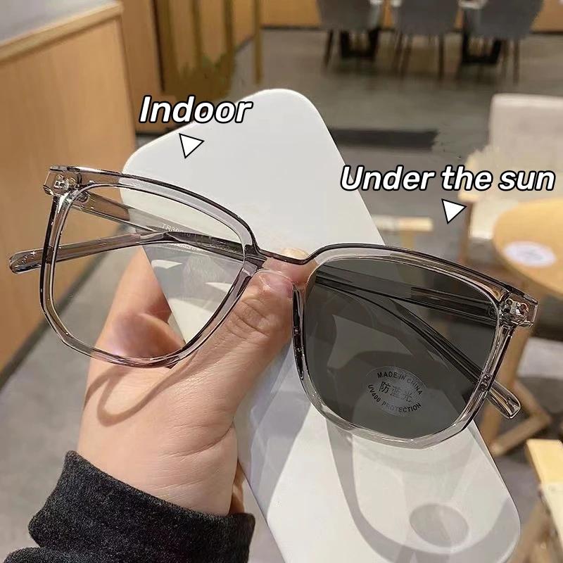Intelligent Photochromic Myopia Glasses Outdoor Color Changing Finished Near-sighted Eyewear Men Women Minus Diopters Eyeglasses