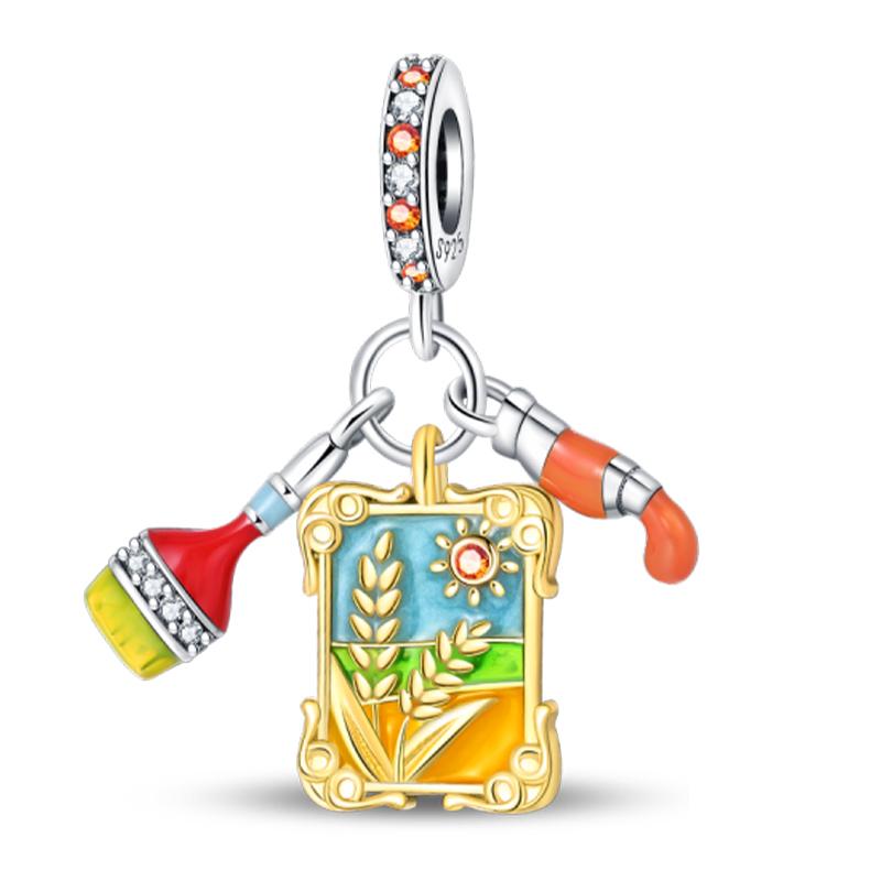 Copper Golden Autumn Series Charms Beads Scarecrow Pumpkin Maple Leaf Charms For Women Fine Diy Jewelry