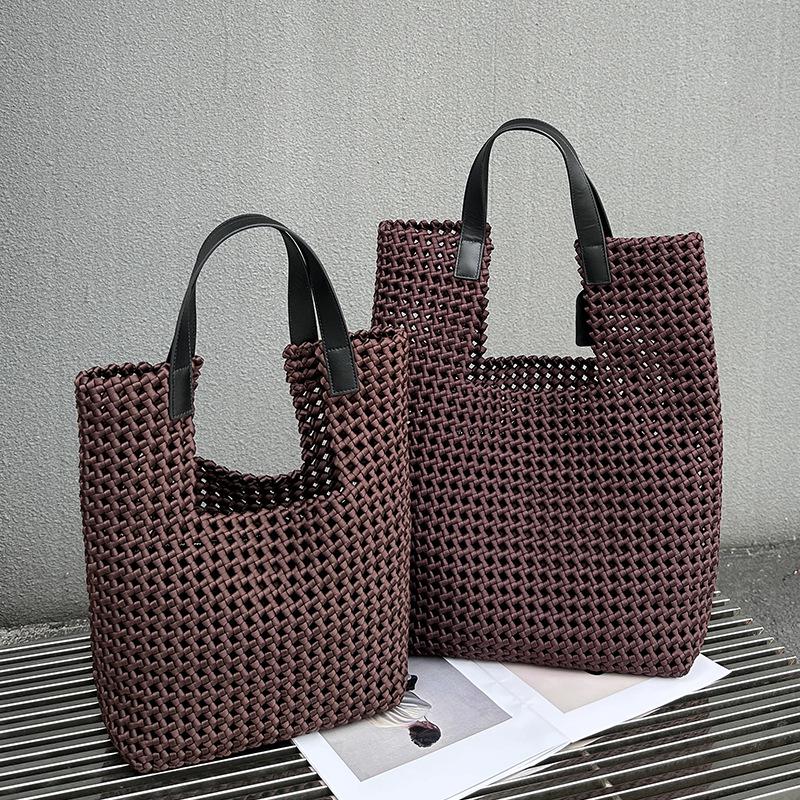 Luxury Silk Satin Tote with Windmill Knot Design - Handwoven, Hollow Niche, Large Capacity, Mother-Child Bag Available