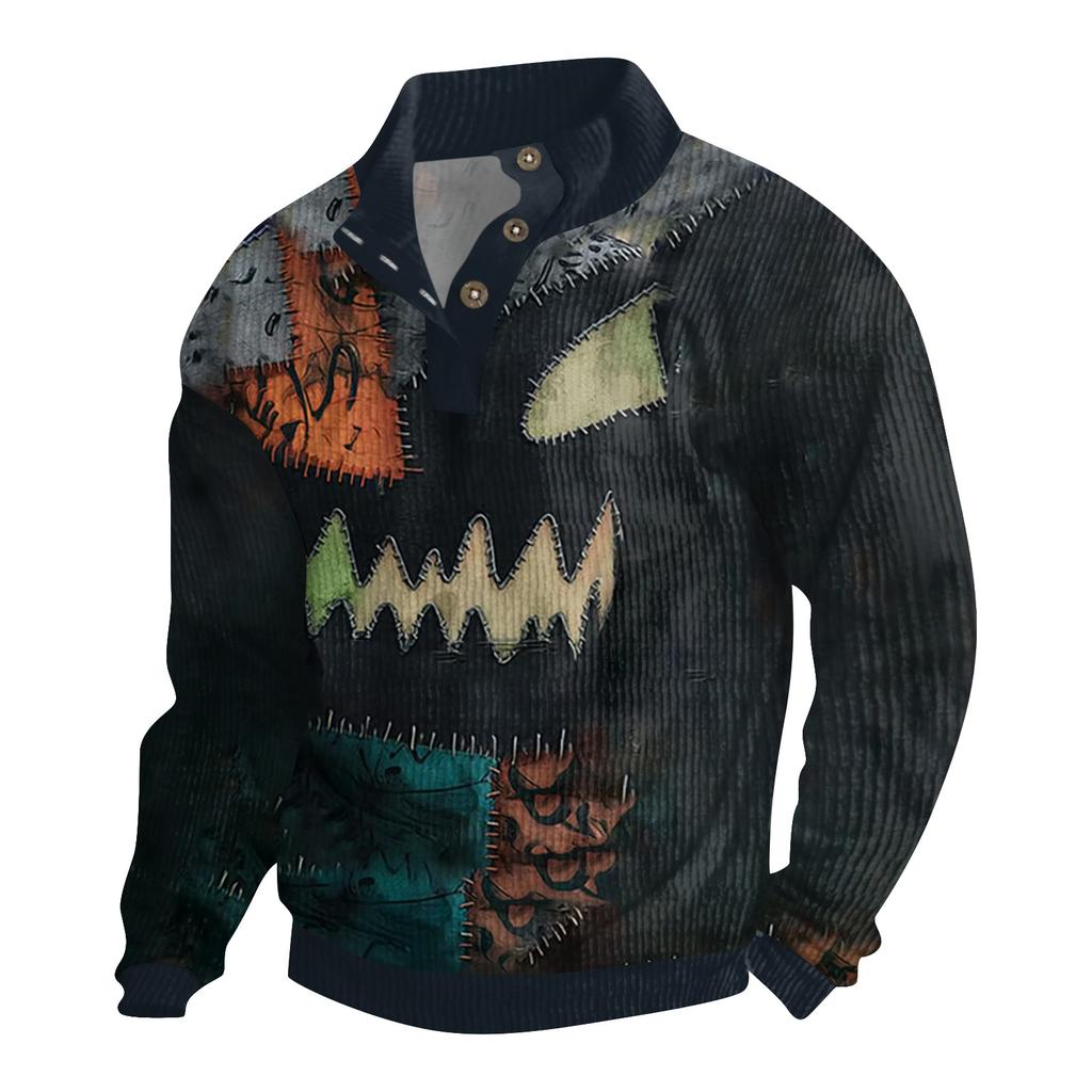 Men's Halloween Printed Corduroy Button Shirt