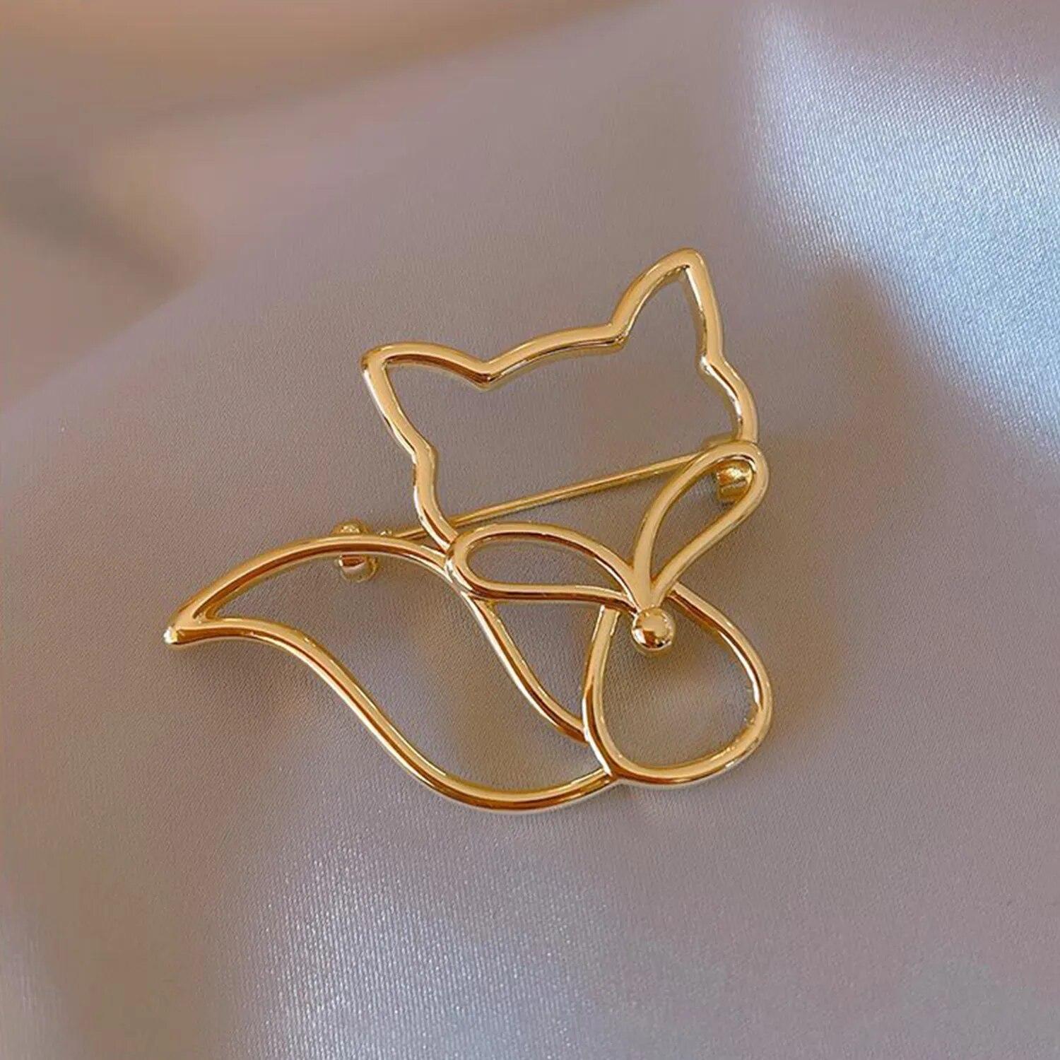 

1 шт., модная брошь с полой лисой, джинсовый значок, корсаж для женщин, сумка, декоративные булавки, золотой цвет, ювелирные изделия, подарки, булавка, простые аксессуары, противоскользящая пряжка