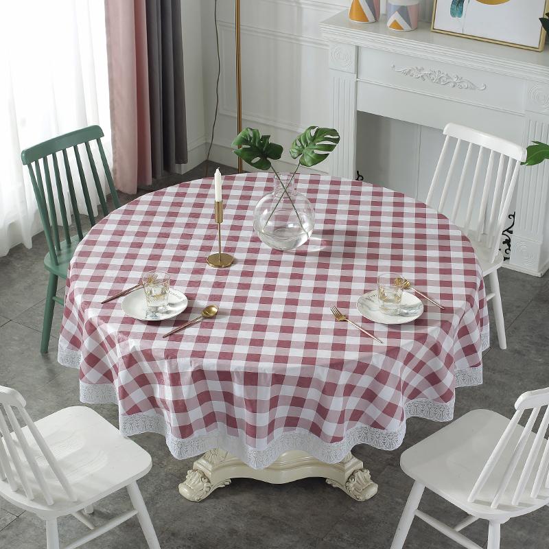 Pvc Lace Tablecloth Waterproof Oil-Proof Round Table Cloth Printed Home Dining Table Cover For Wedding Party Decor
