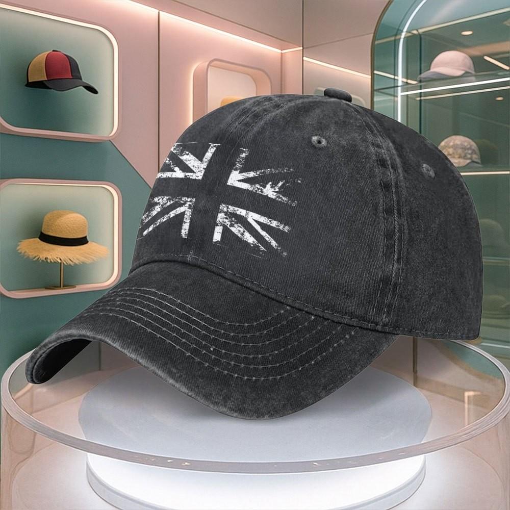 Union Jack Distressed Washed Cotton Baseball Cap Unisex Adjustable Casual Outdoor Sun Hat