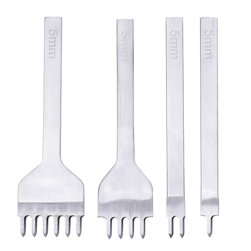 4Pcs Prong Leather Craft Tool Diy Leather Tools Hole Punches Stitching for Leather Belt Punch Tools