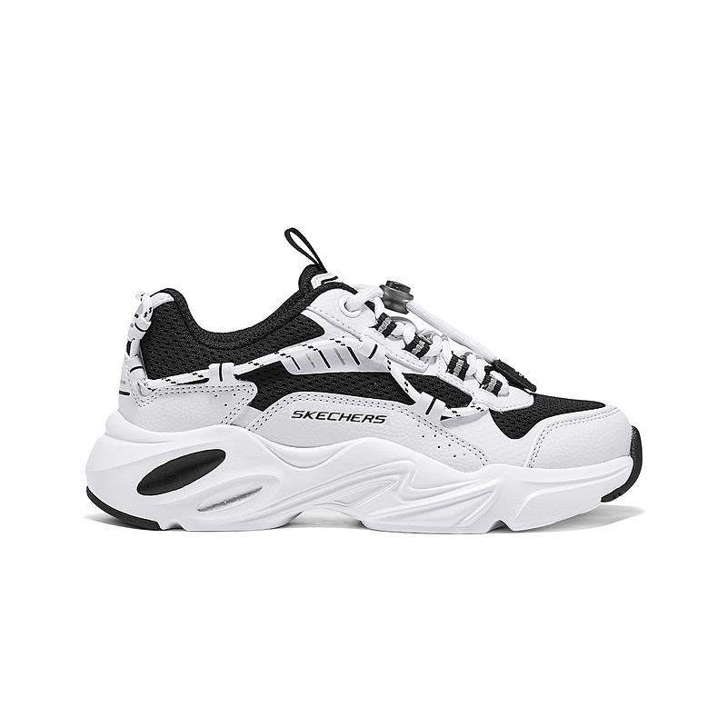 Skechers Girls Autumn Meteor Bear Drawstring Dad Style Versatile Fashion Retro Trend Lightweight Comfortable Mesh Kids Sneakers 319073L-BKW