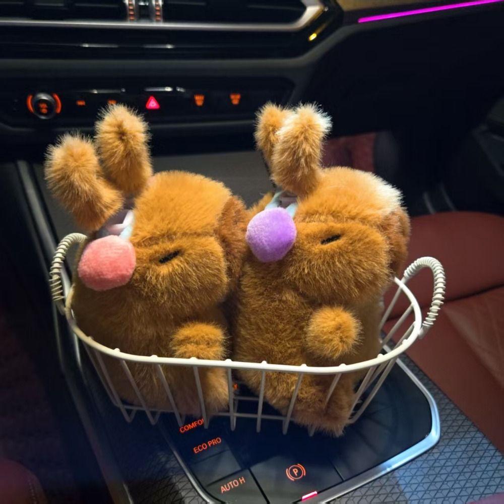 Movable Bunny Ears Capybara Plush Pendant Pull Rope Capybara Plushie Doll  Bag Hanging
