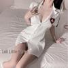 Naughty Nurse Role Play Lingerie Set - Tie-Up Cardigan & Small Chest Uniform