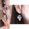 Charming Pumpkin And Bat Dangle Earrings Unique Ear Jewelry For Halloween Festivities