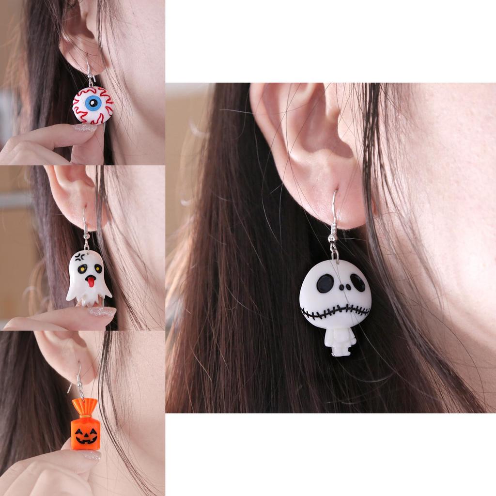 Charming Pumpkin And Bat Dangle Earrings Unique Ear Jewelry For Halloween Festivities