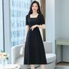 Red Women's Square-Neck Dress: 2026 Summer French Retro Style with Puff Sleeves for Engagements