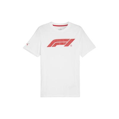 T-shirt décontracté à coupe droite et col rond à manches courtes pour hommes avec logo F1® Color Block Blanc 625851-02