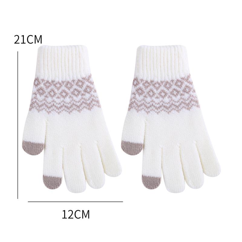 Women Men Fashion Winter Knitted Warm Driving Cycling Gloves Outdoor Thickened Touch Screen Gloves Jacquard Gloves for Cold Weather