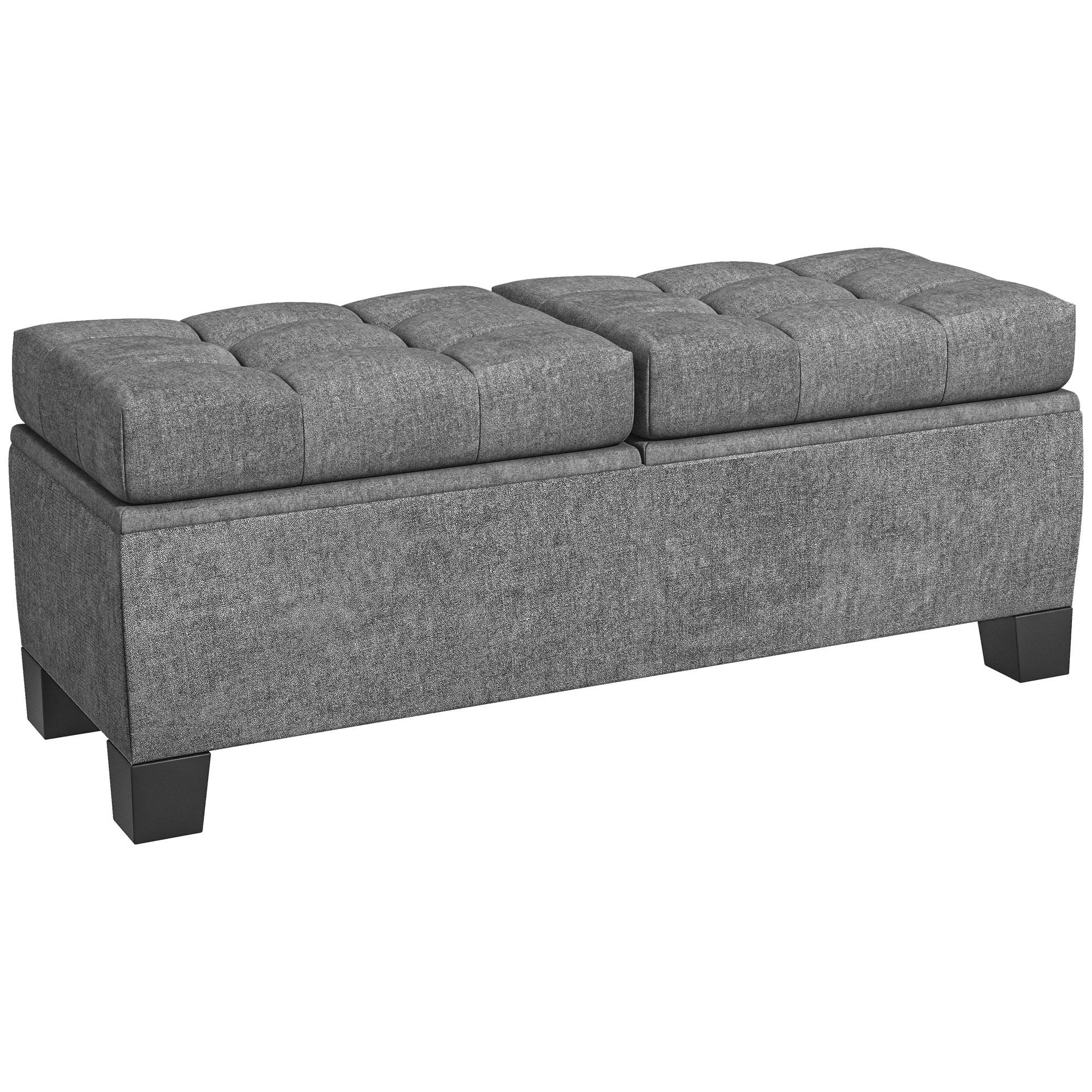 Storage Bench, Upholstered Bench in Linen