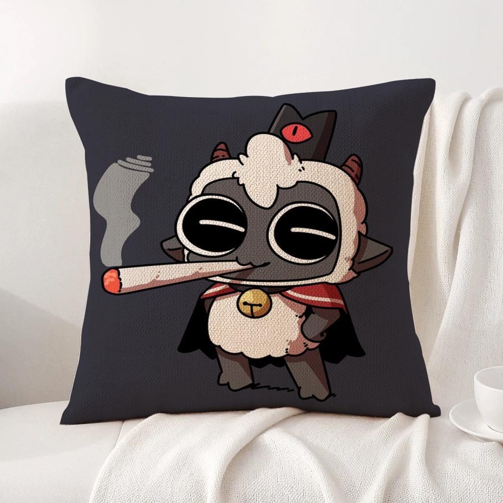 Game C-Cult Of The L-Lamb Cushion Cover Summer Coolness Linen Fabric Double-Sided Printing Pillow Case Sofa Home Decor Gift