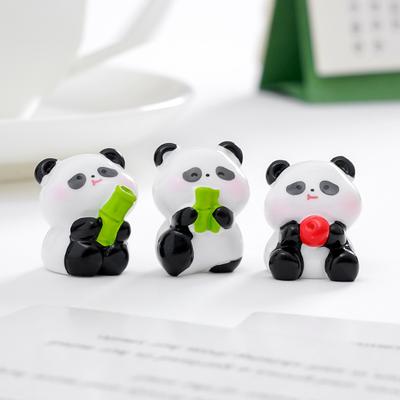 2 Pcs Mini Panda Figurines Cute Resin Panda Statues DIY Miniature Panda Cake Toppers for Fairy Garden Micro Moss Landscape Office Home Desk Decoration