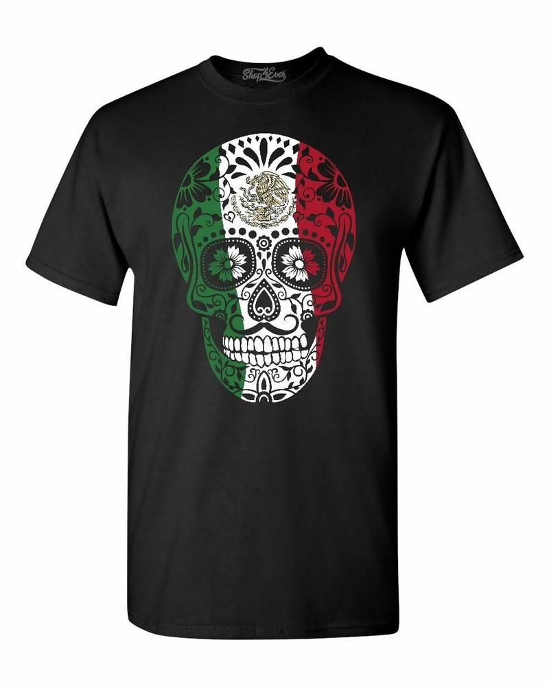 Mexican Flag Day Of The Dead Skull T-shirt Día de Muertos Shirts