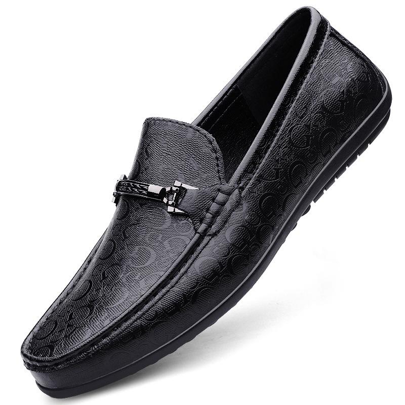 

Men s leather soft-soled beanie shoes men s small size one-pedal driving shoes large size men s shoes versatile loafers men s 46 чёрный