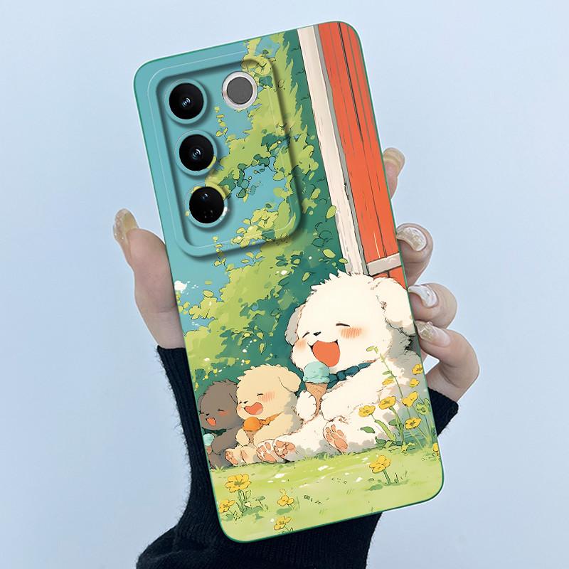 For VIVO V27 V29 5G Phone Case V25E LATAM V27E V29E Cover Fashion Simplicity Flower Soft Liquid Silicone Protective Shell Fundas