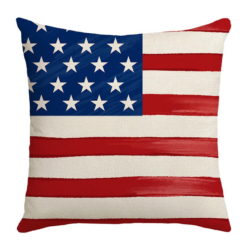 

Home Decor Supplies Linen Cushion Cover Freedom Day Pentagram Text Print Sofa Pillow Cover 45 * 45Cm (without core)