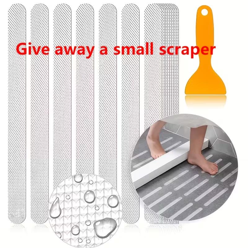 10pcs Anti-Slip PEVA Strips, Washable Transparent Self-Adhesive for Bathroom, Steps, Stairs - Safety Grip