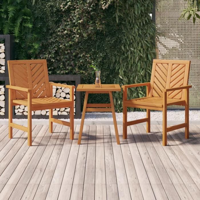 VidaXL Ensemble de Salon de Jardin 3 pcs, Chaises avec Dossier et Accoudoirs, Meubles de Patio Terrasse Extérieur, Bois 362230