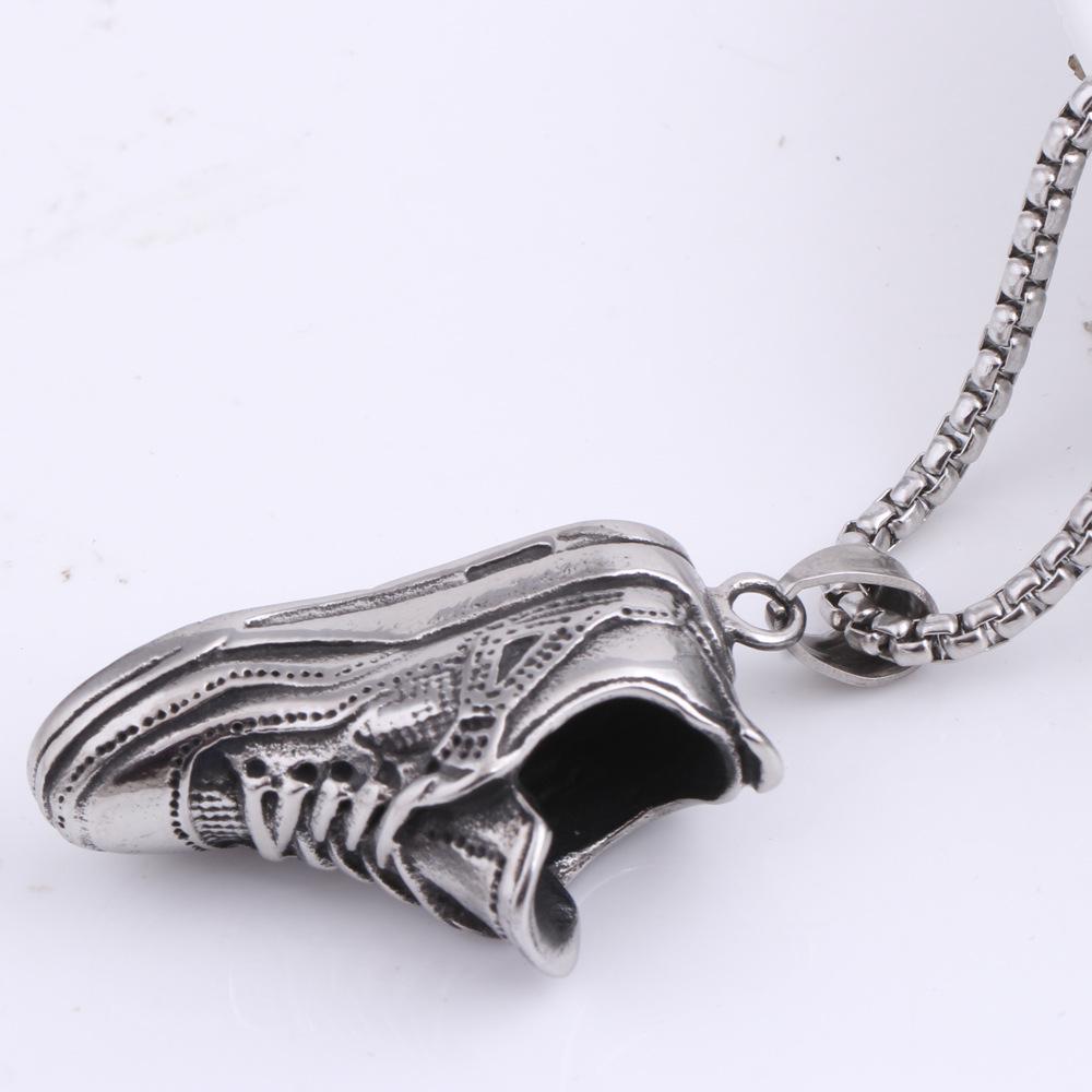 European and American Hip-hop Street Sneakers, AJ Basketball Shoes, Distressed Retro Necklaces, Titanium Steel Shoe Necklaces